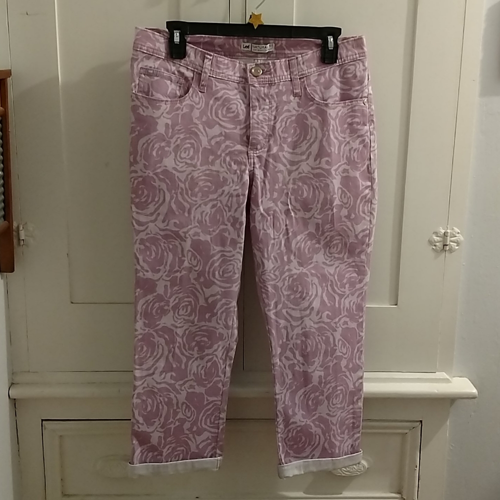 Lee lavender print cropped jeans Sz 10